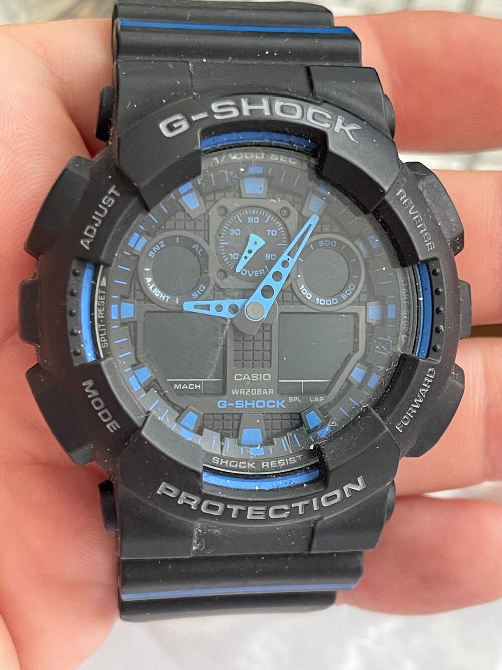 Casio G-Shock GA-100 Module 5081 Black Blue Analog Digital Men’s Watch